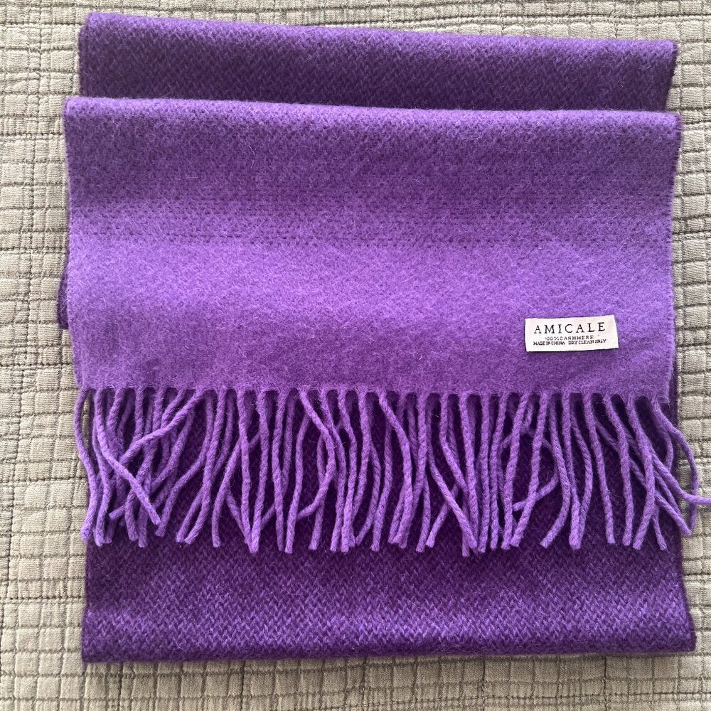 AMICALE Cashmere Scarf - Purple Ombre - EUC